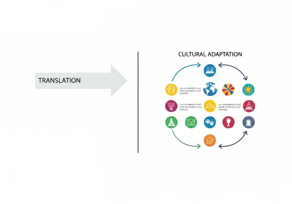 Diagram showing cultural adaptation vs. translation