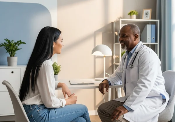 Person consulting with a healthcare professional