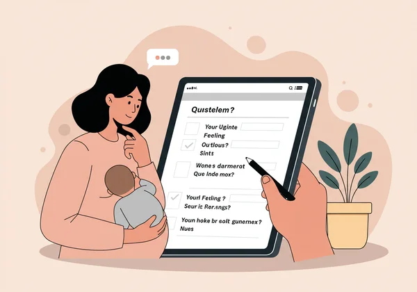 Person completing a mental health screening questionnaire.