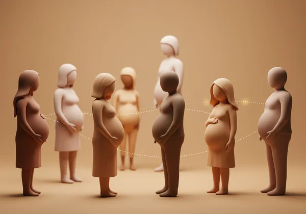Diverse group of perinatal individuals seeking support.