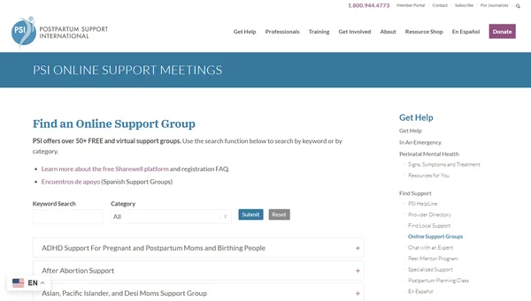 Réunions en ligne de Postpartum Support International